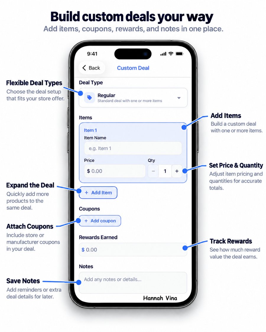 Coupon Math custom deal screen